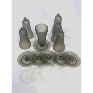 Tupperware Tall Parfait Dessert Pudding Cups Set of 6 Gray w/Lids Vintage #754-7